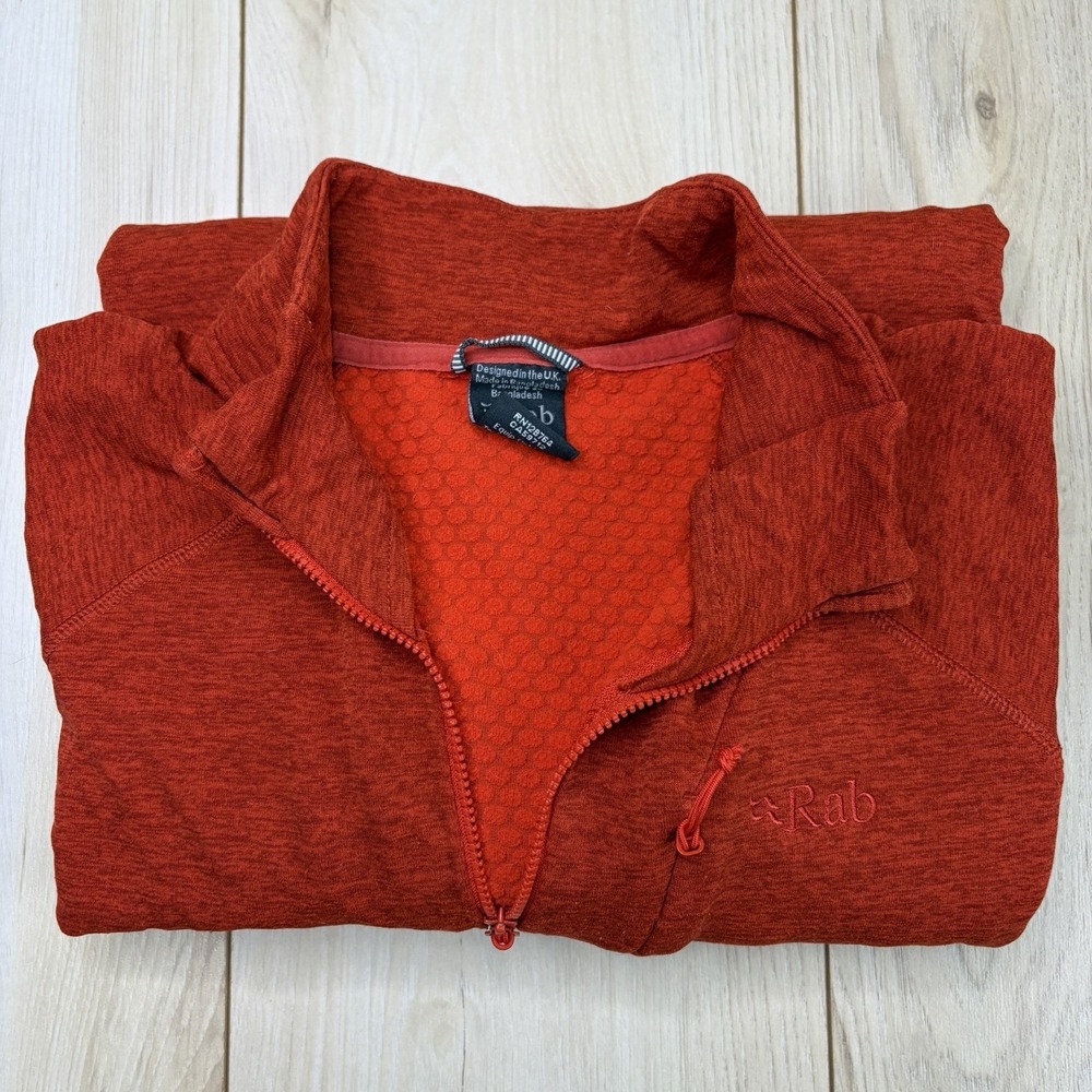 Rab Nexus Pull On Mens XL Red Waffle Knit Fleece 1/2 Zip Thermic Sweater Red
